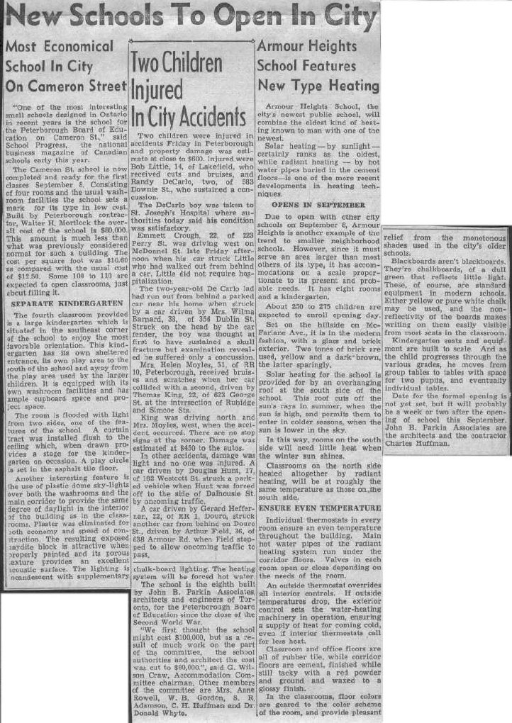 1952 Aug 29 Armour Heights and Cameron Street to open Examiner text