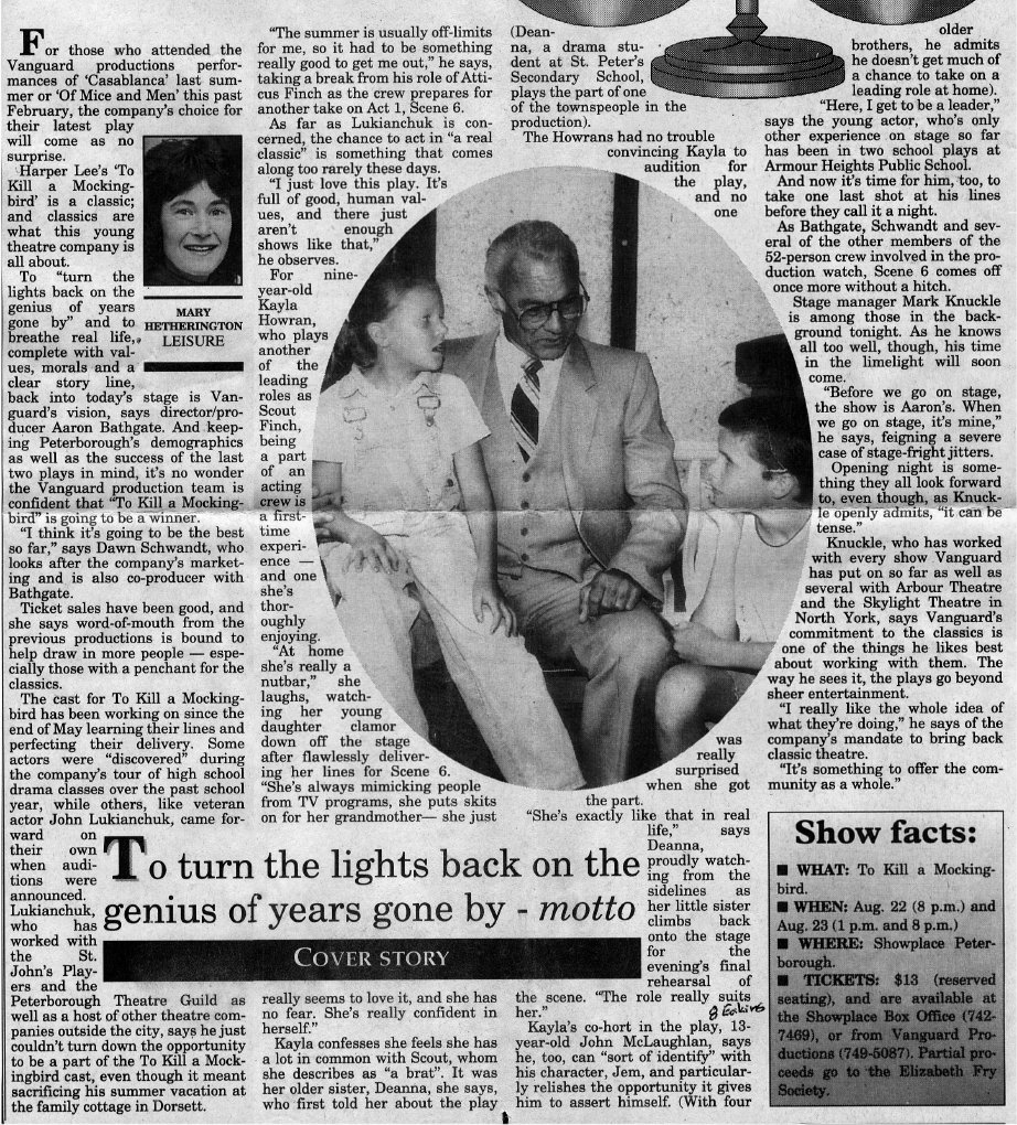 1997 Aug 14 Examiner John McLaughlan in play To Kill a Mockingbird