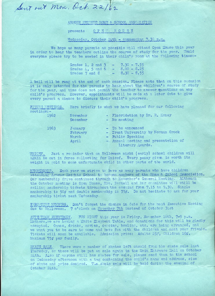 1962 Open House Bulletin