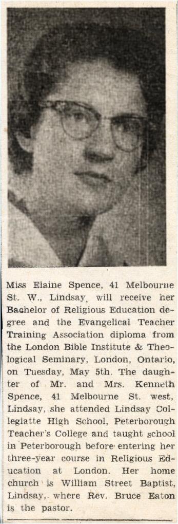 Elaine Spence earns Bachelor of Religious Education