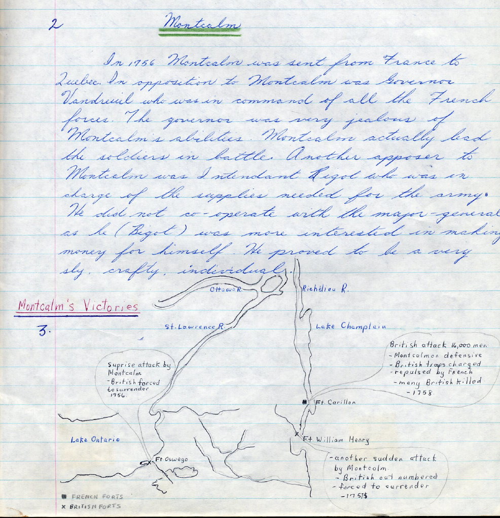 1964 Grade 8 History Montcalm had some victories