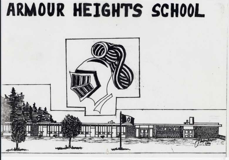 1990 Armour Heights sketch and knight logo